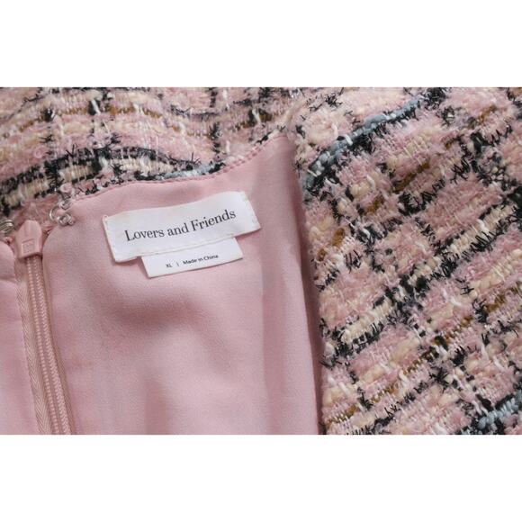 Lovers & Friends Kinsley Pink Tweed Mini Dress Long Sleeves Chic Women’s Size XL - Picture 10 of 10